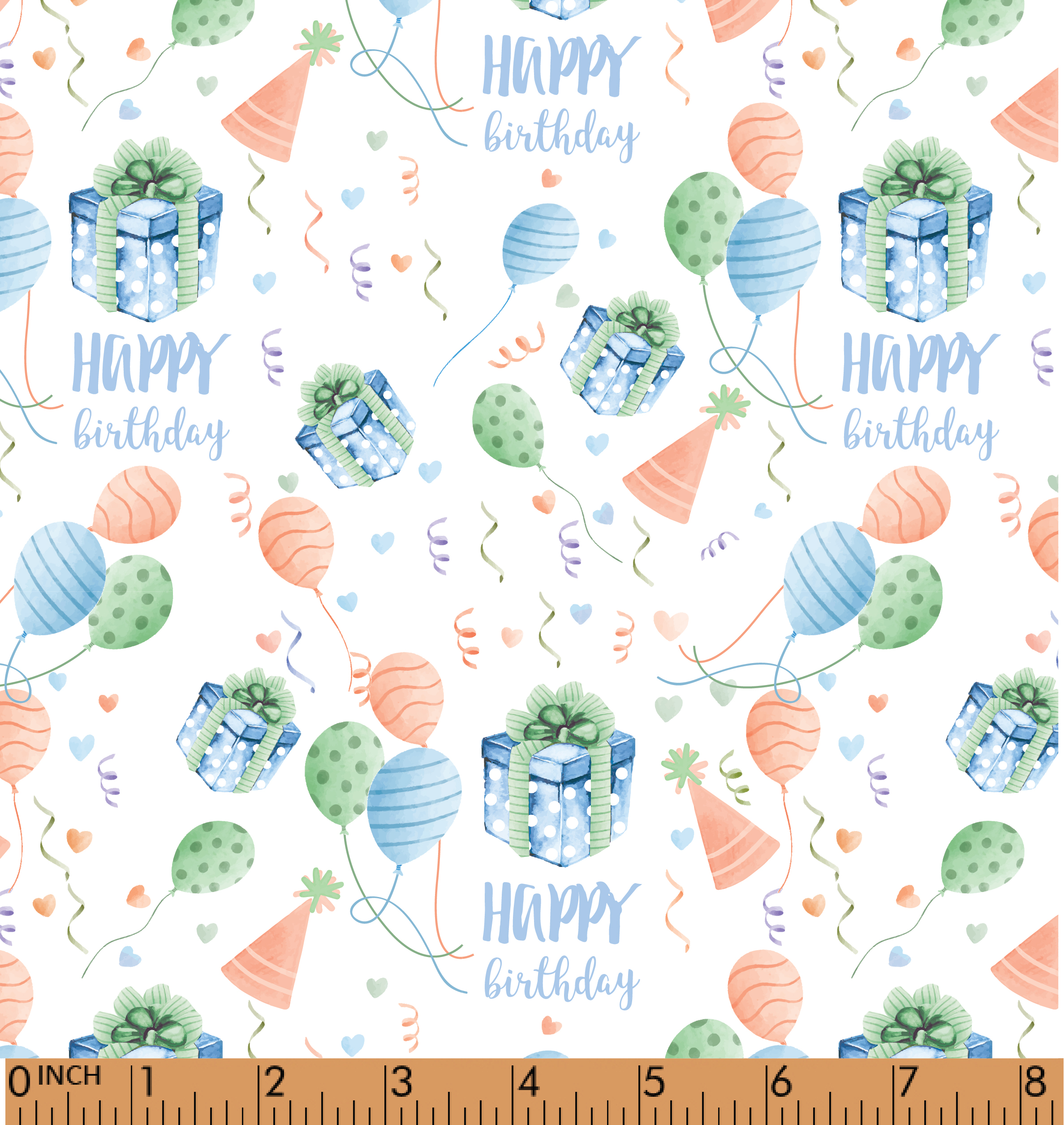 F72- blue gift boxes pique printed 4.0 fabric